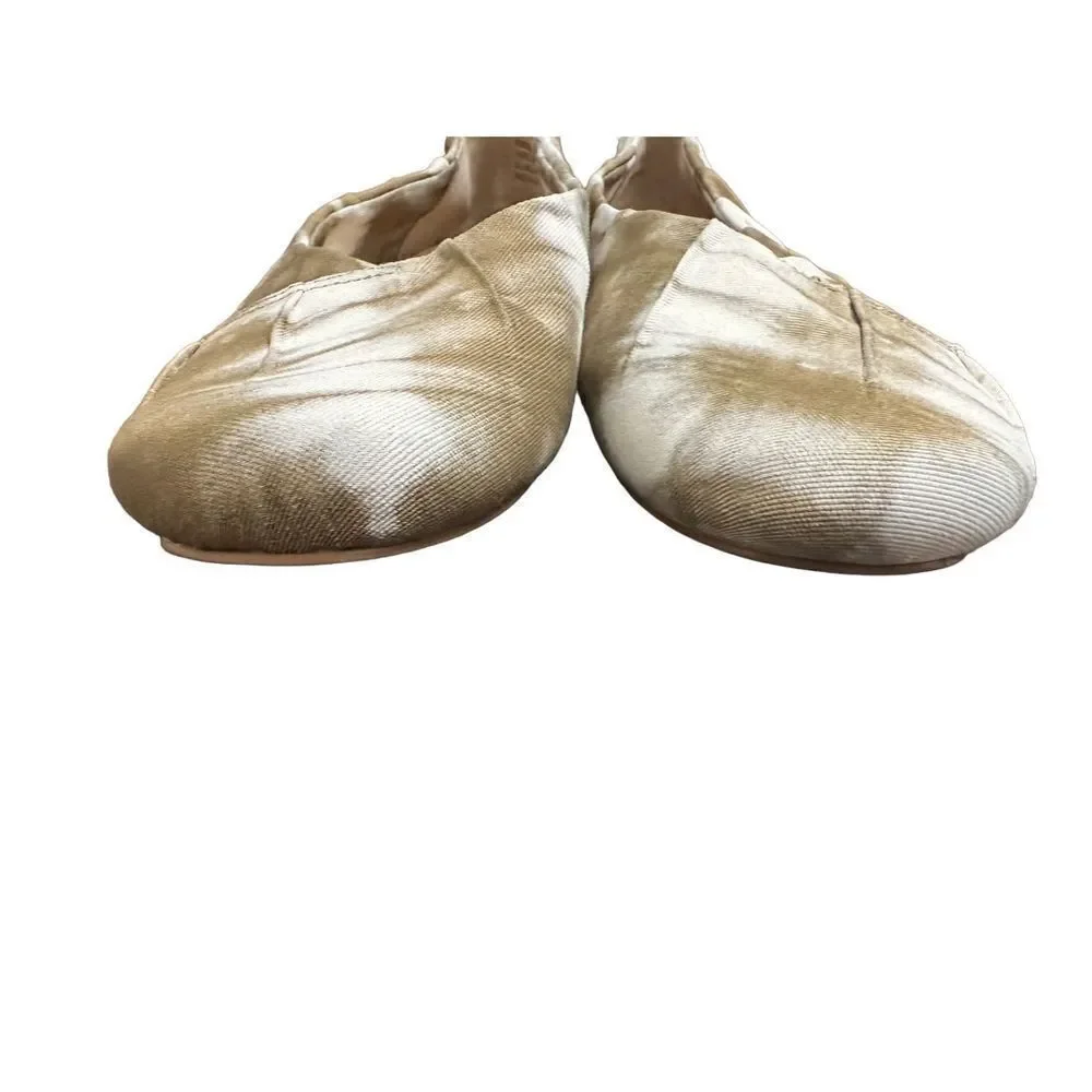 Korks Women’s Size 10  Palmer Khaki White Tie Dye Square Toe Ruched Ballet Flat